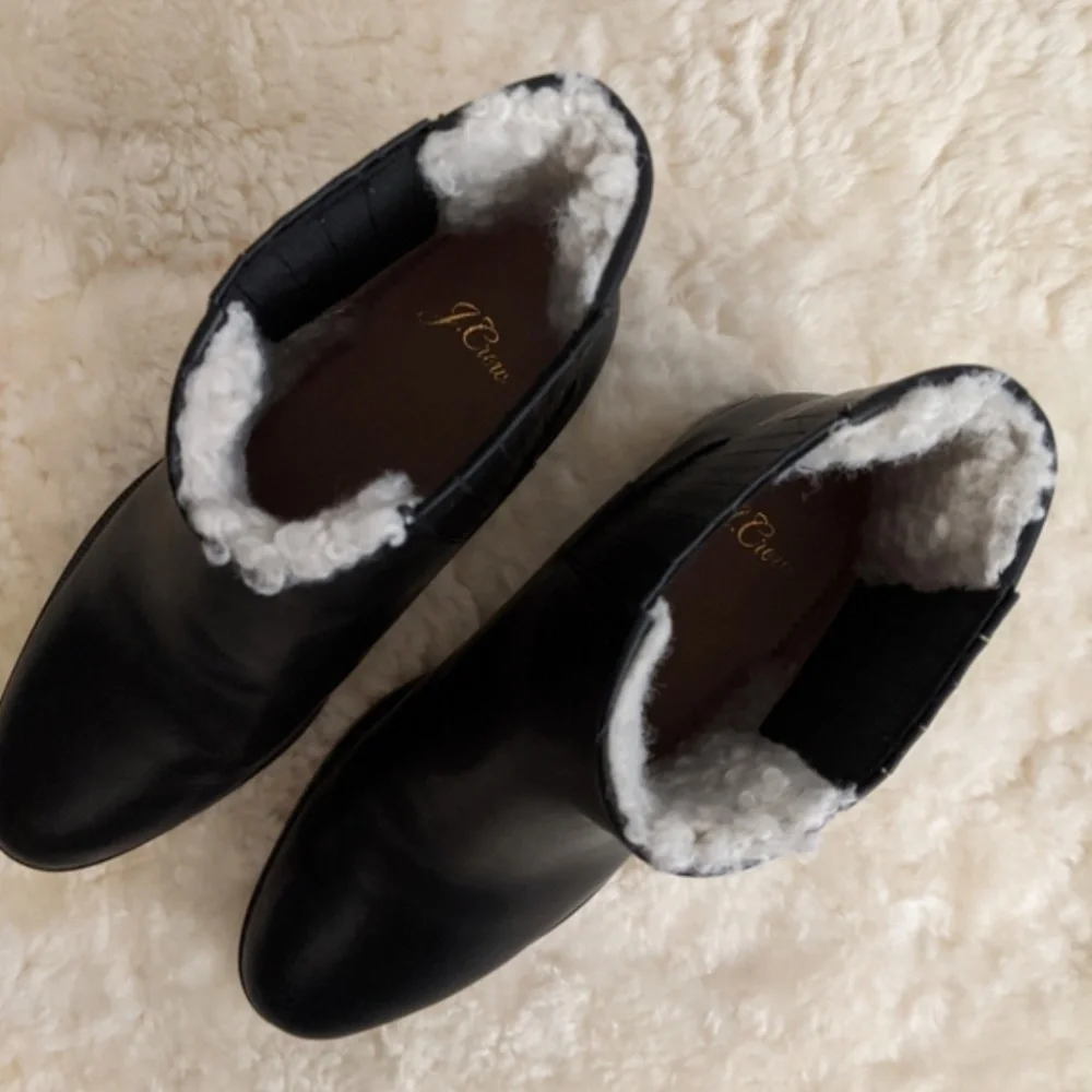 J.Crew Sherpa-lined Chelsea Leather Boots 5.5 NEW